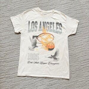 CVLA‎ Graphic Tee Retro Faded Los Angeles Basketball Streetwear Men's M Cotton